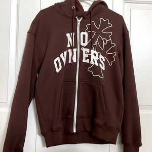NO OWNERS™ BROWN ZIP-UP HOODIE